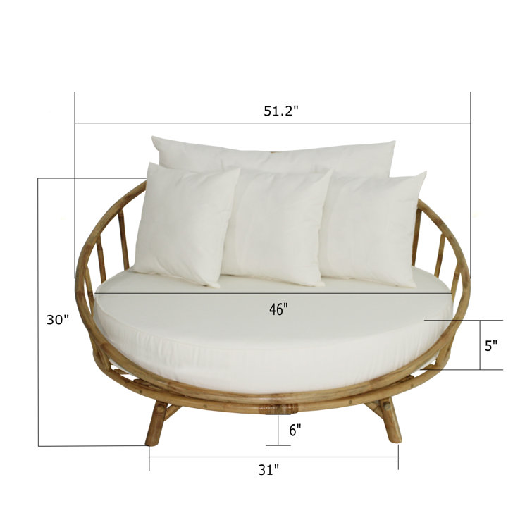 Olu bamboo round shop patio daybed with cushions